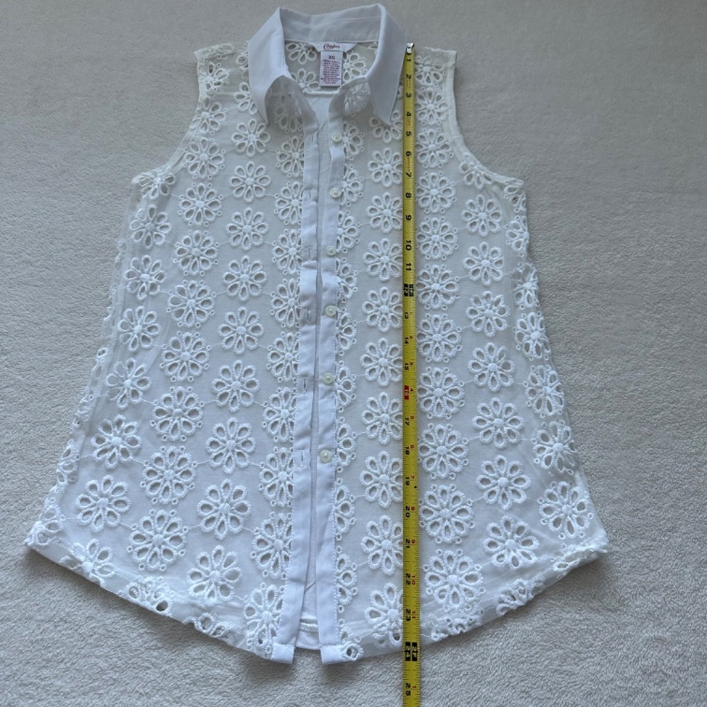 Flowered White Sleeveless Blouse | Women's XS | Candie's - Picture 8 of 16